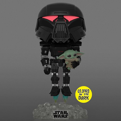 Funko Pop! Star Wars: The Mandalorian Dark Trooper with Grogu Glow-in-the-Dark Pop! Vinyl Figure - Entertainment Earth Exclusive