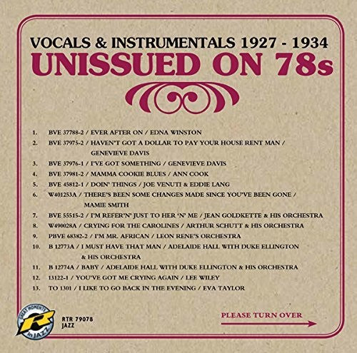 Unissued on 78S: Vocals & Instrumentals 1927/ Var - Unissued on 78s: Vocals & Instrumentals 1927-1934