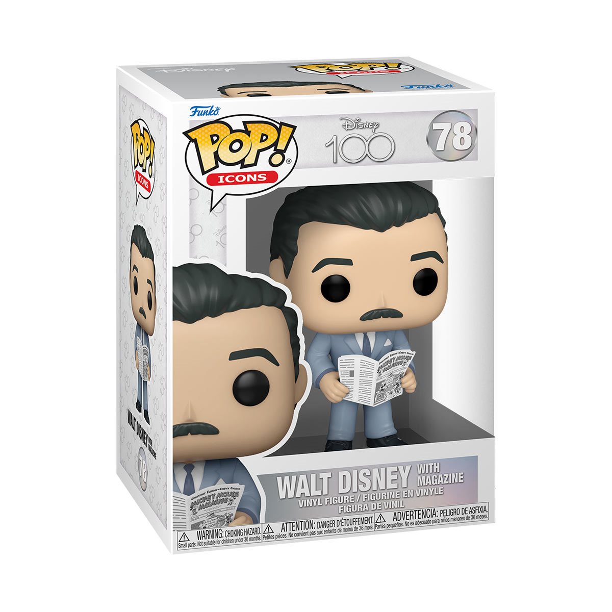 Funko Pop! ICONS: Disney's 100th - Walt w/Magazine