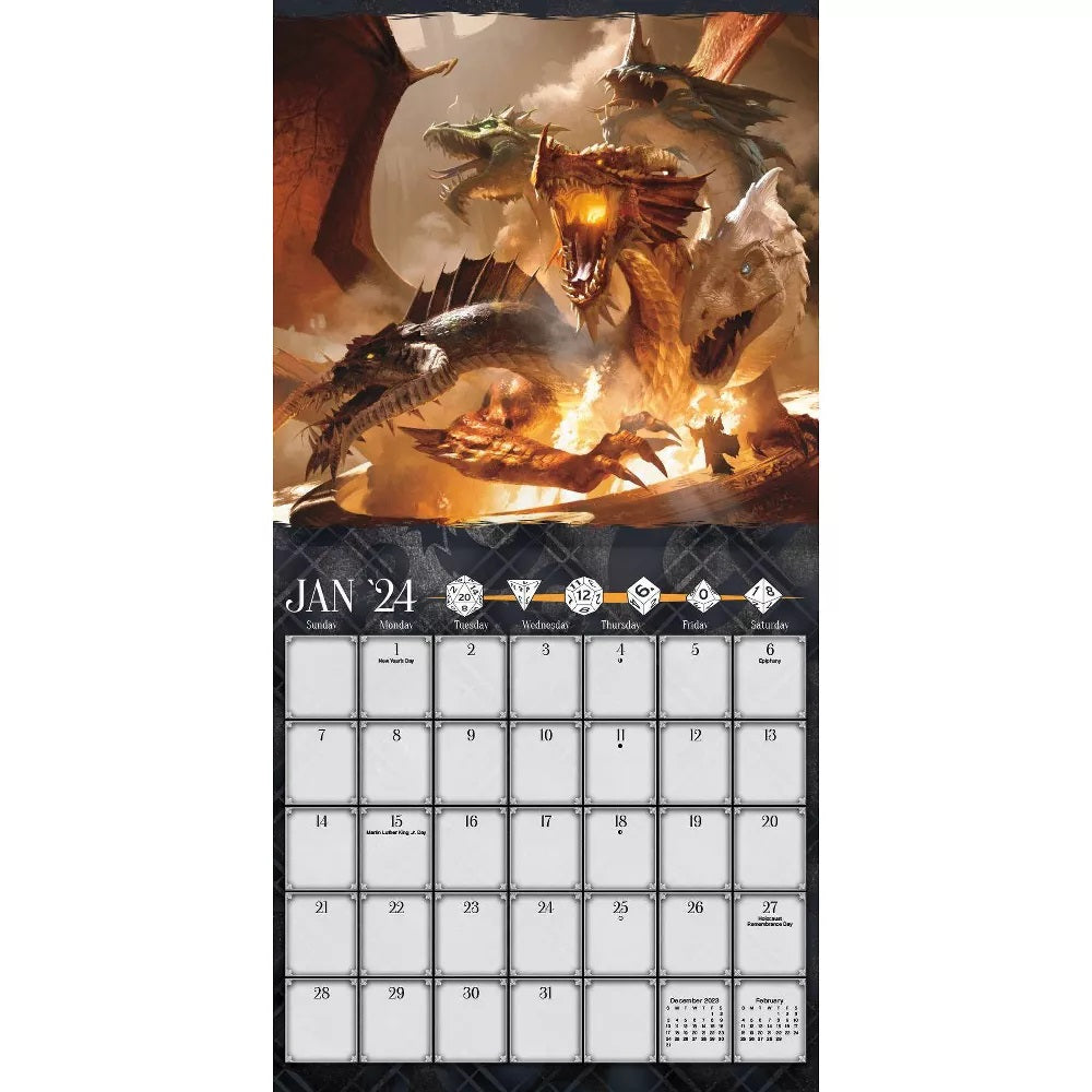 Trends International Inc. 2023-24 Wall Calendar 12"x12" Dungeons and Dragons