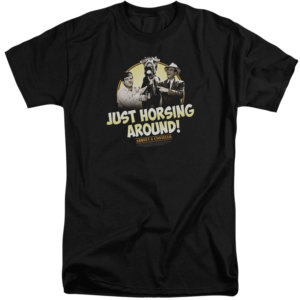 Abbott & Costello - Horsing Around - Short Sleeve Adult Tall - Black T-shirt