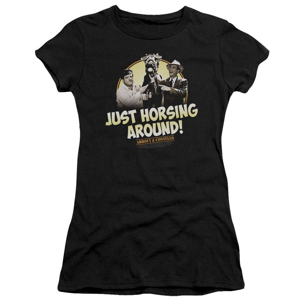 Abbott & Costello - Horsing Around - Short Sleeve Junior Sheer - Black T-shirt