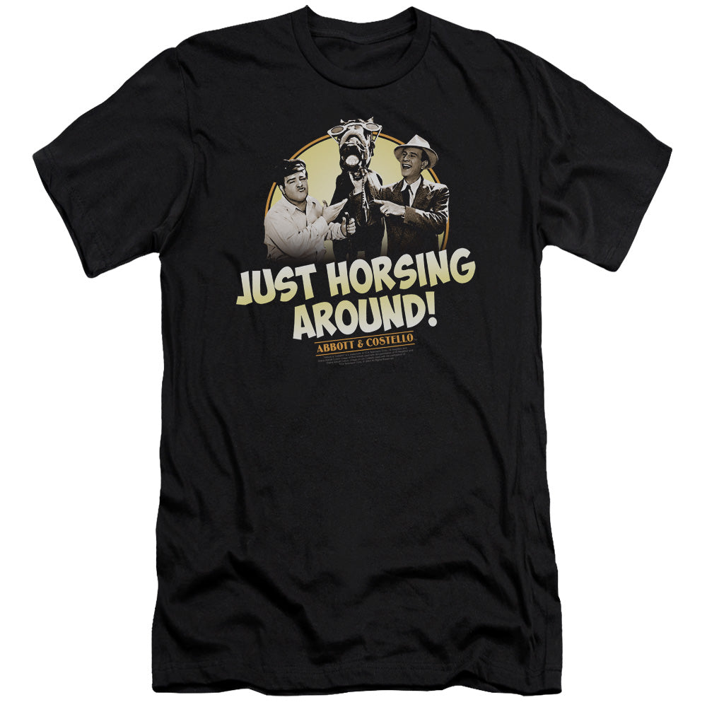 Abbott & Costello - Horsing Around - Short Sleeve Adult 30/1 - Black T-shirt