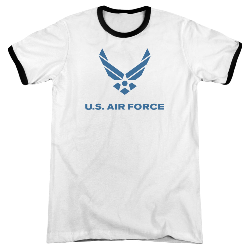 Air Force - Distressed Logo - Adult Ringer - White/black