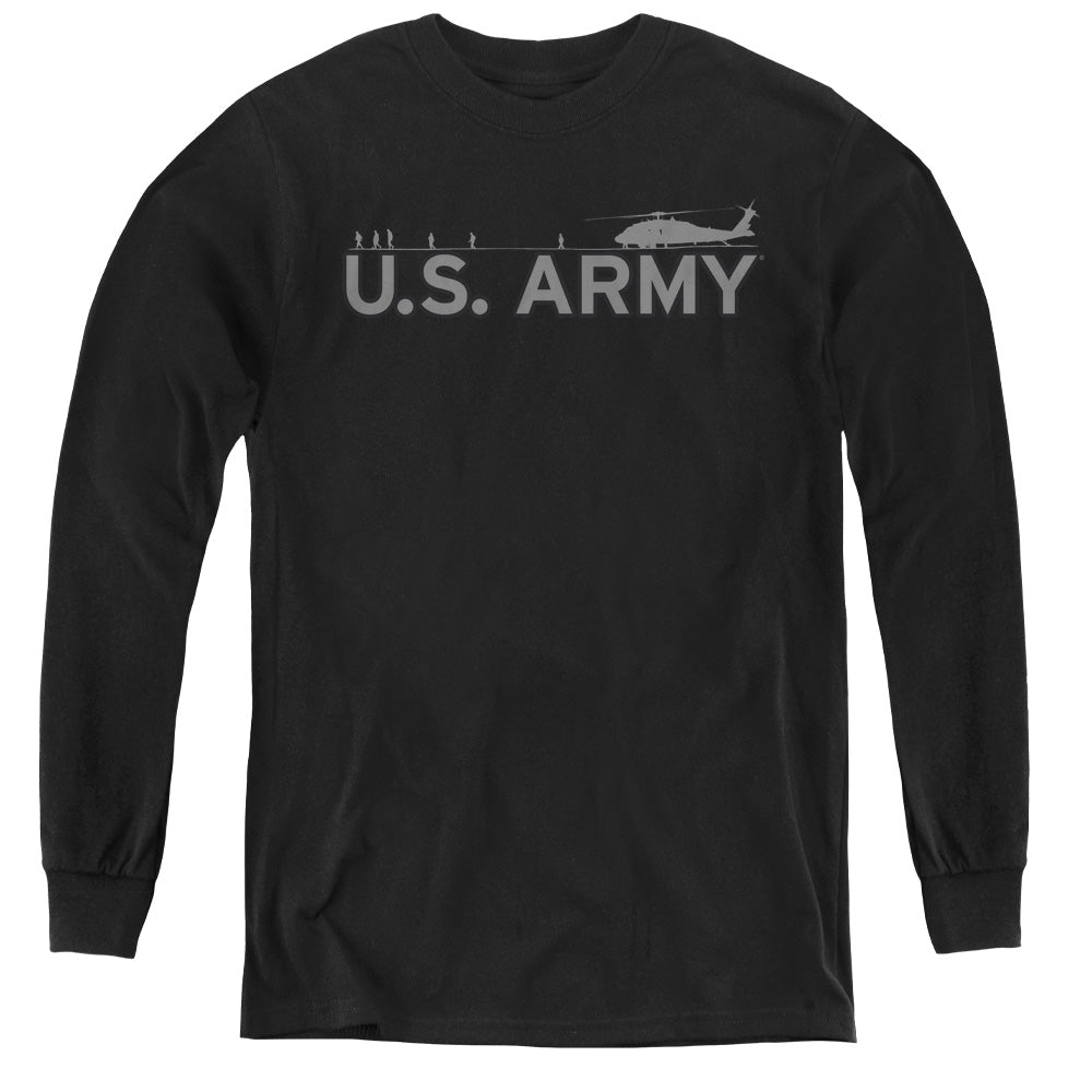 Army - Helicopter - Youth Long Sleeve Tee - Black