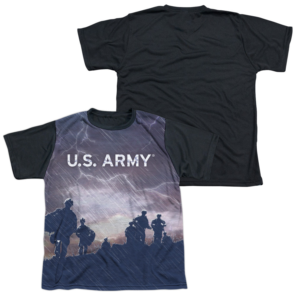 Army - Up Hill - Short Sleeve Youth White Front Black Back   - White T-shirt