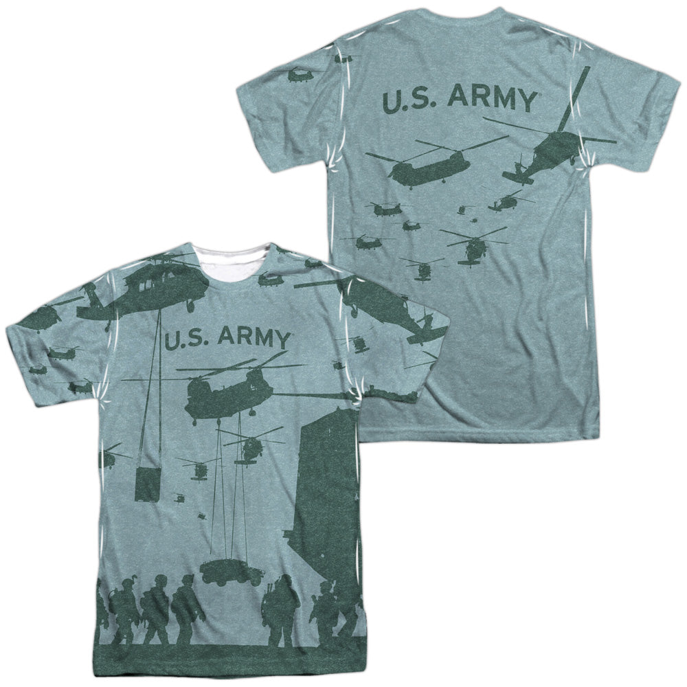 Army - Airborne (Front/back Print) - Short Sleeve Adult Poly Crew - White T-shirt