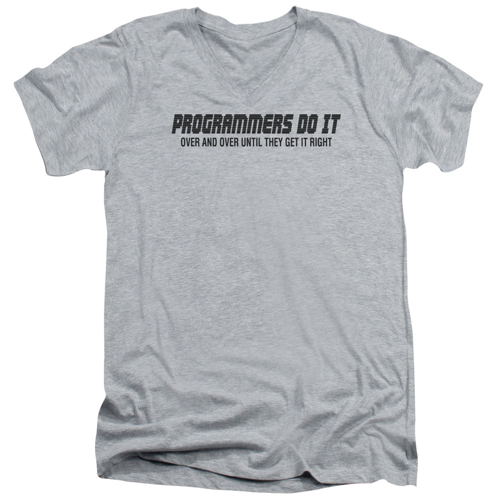 Programmers Do It - Short Sleeve Adult V-neck - Athletic Heather T-shirt