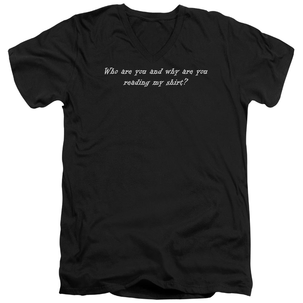 Reading My Shirt - Short Sleeve Adult V-neck - Black T-shirt