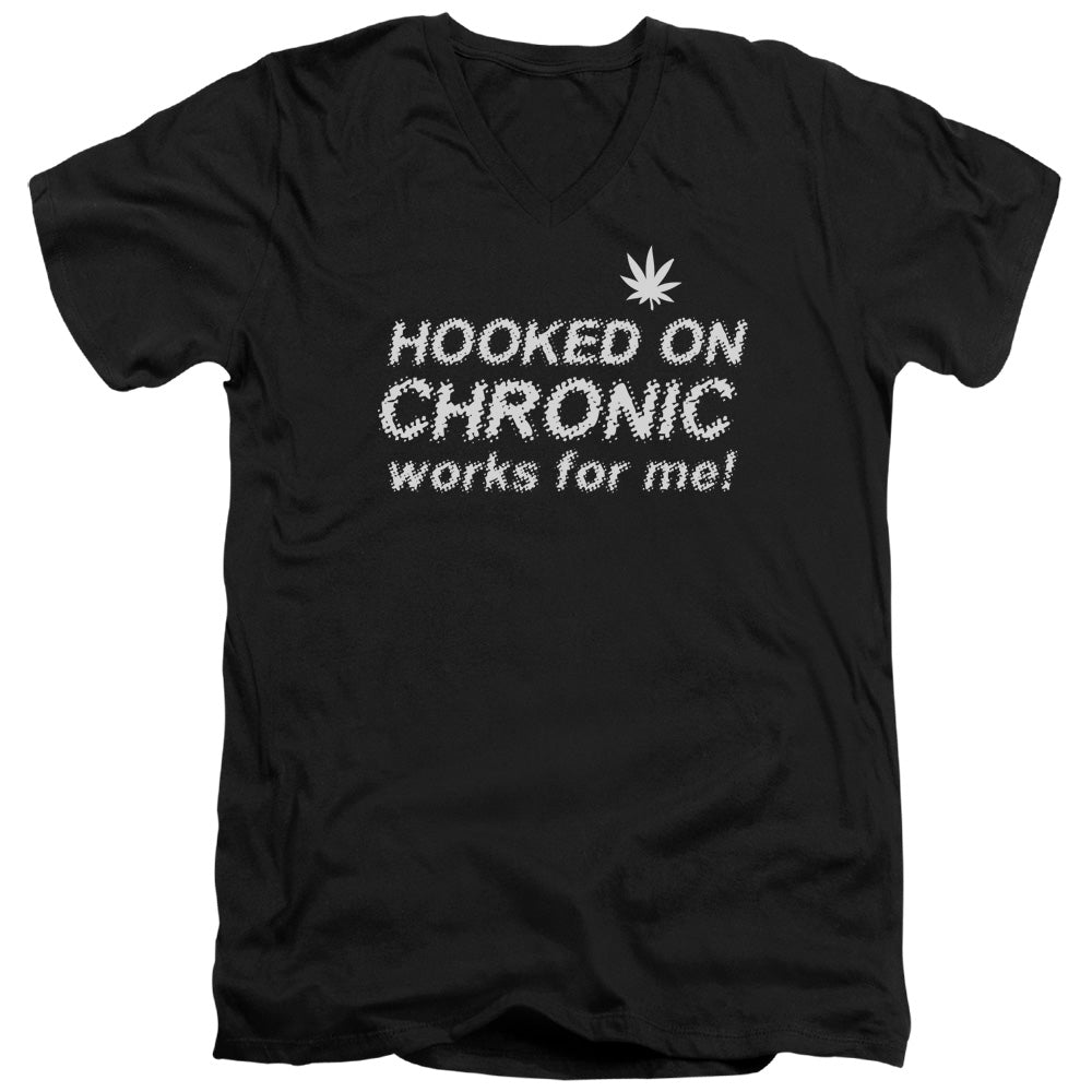 HOOKED ON CHRONIC -   ADULT V-NECK - BLACK T-Shirt