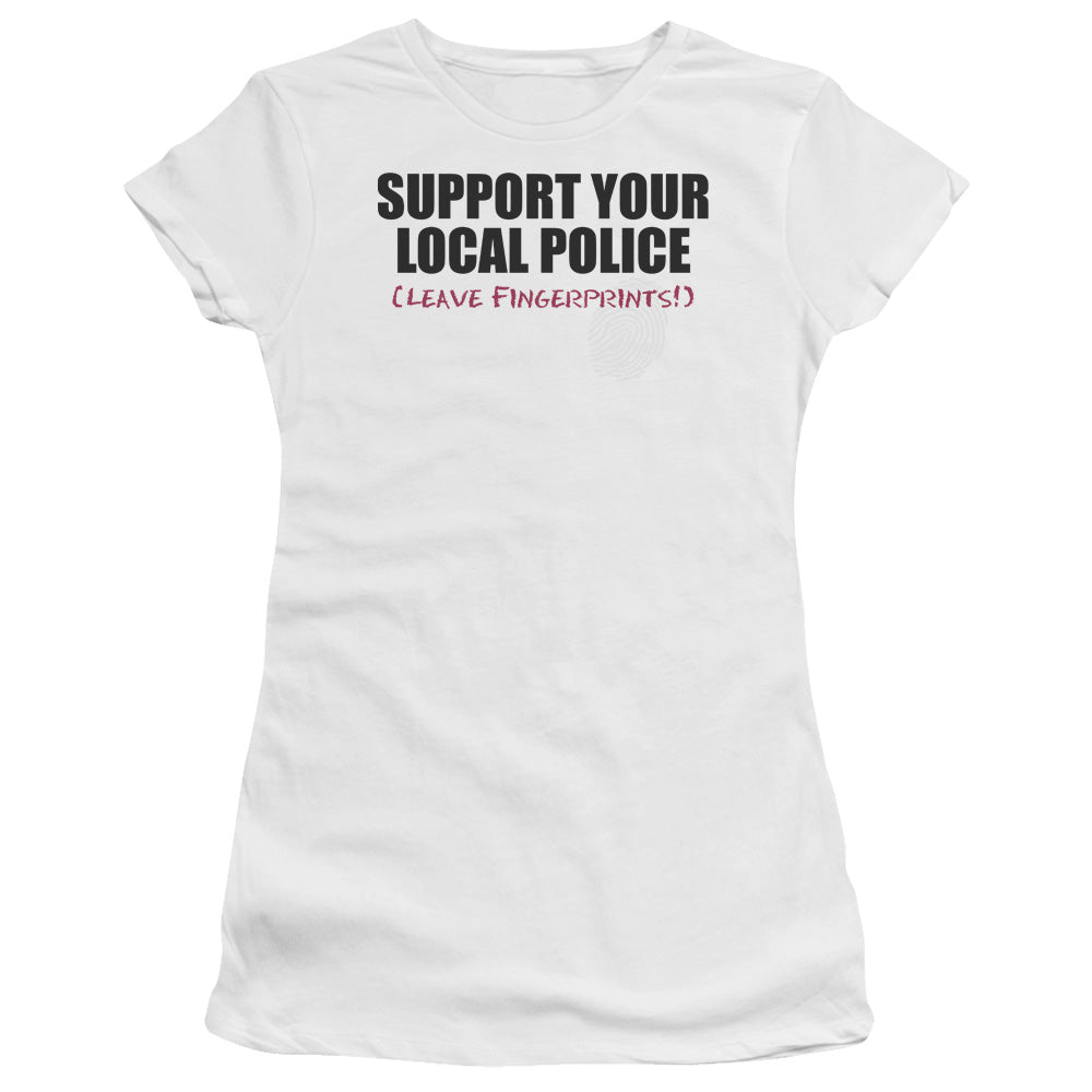 Support Local Police - Short Sleeve Junior Sheer - White T-shirt