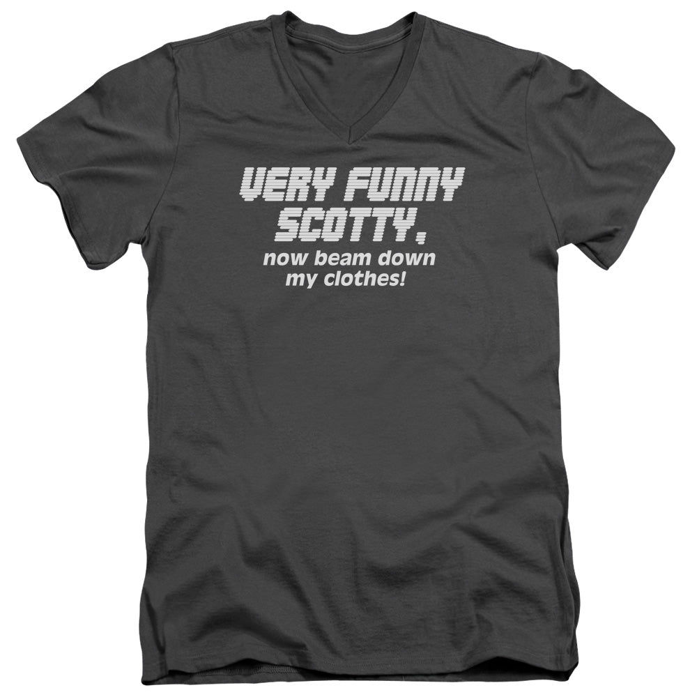 Very Funny Scotty - Short Sleeve Adult V-neck - Charcoal T-shirt