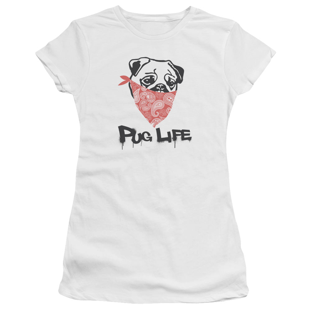 Pug Life - Short Sleeve Junior Sheer - White T-shirt