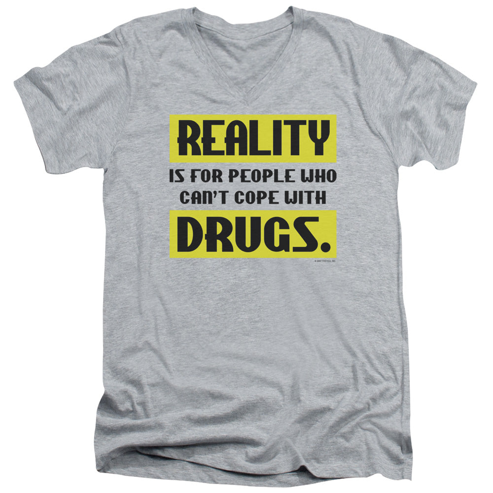 Reality...drugs - Short Sleeve Adult V-neck - Athletic Heather T-shirt