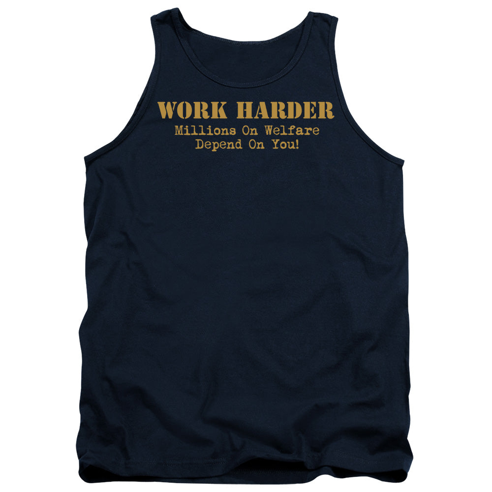 Work Harder - Adult Tank - Navy