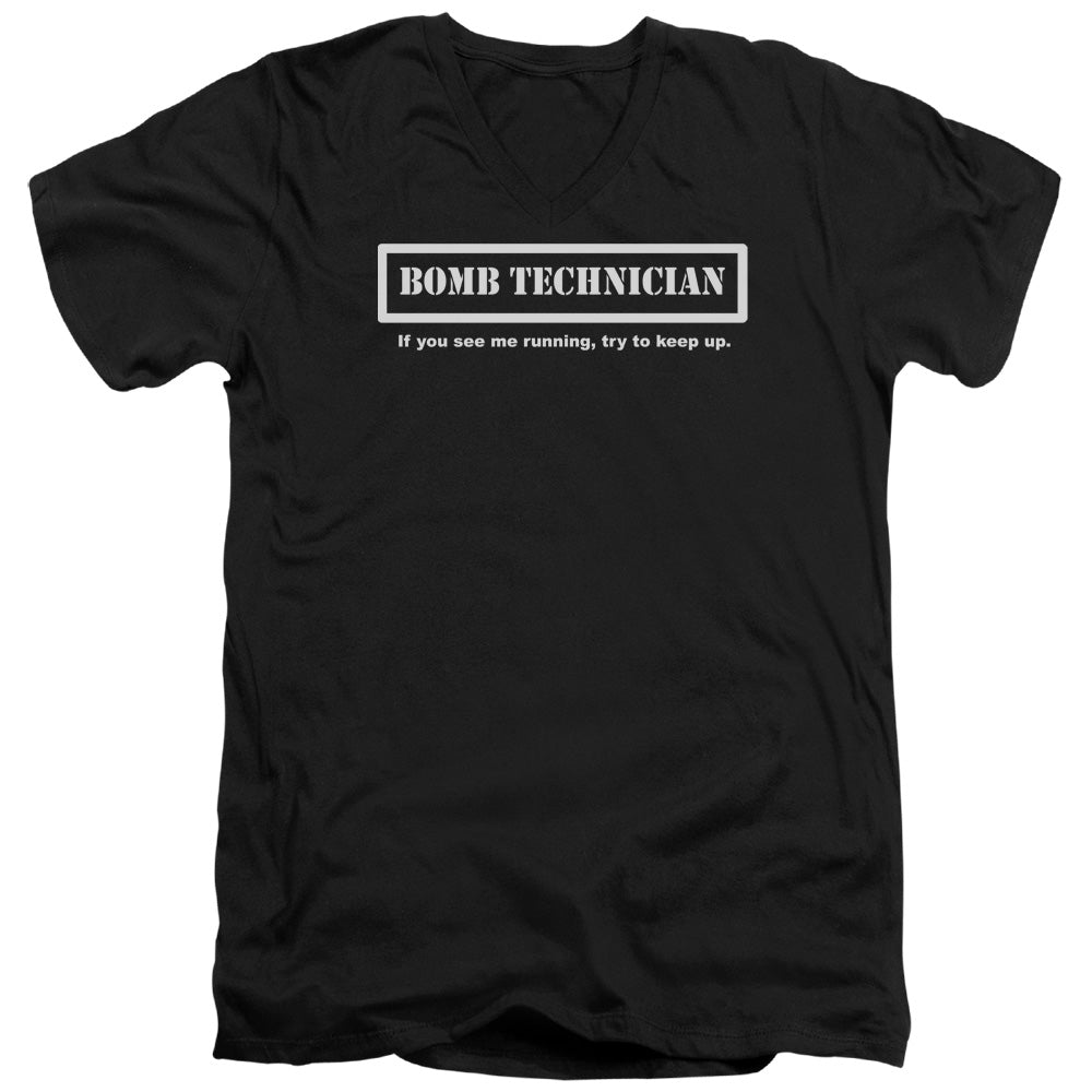 Bomb Technician - Short Sleeve Adult V-neck - Black T-shirt