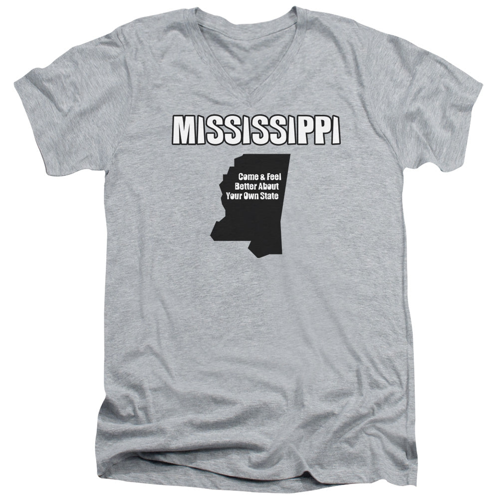 Mississippi - Short Sleeve Adult V-neck - Athletic Heather T-shirt