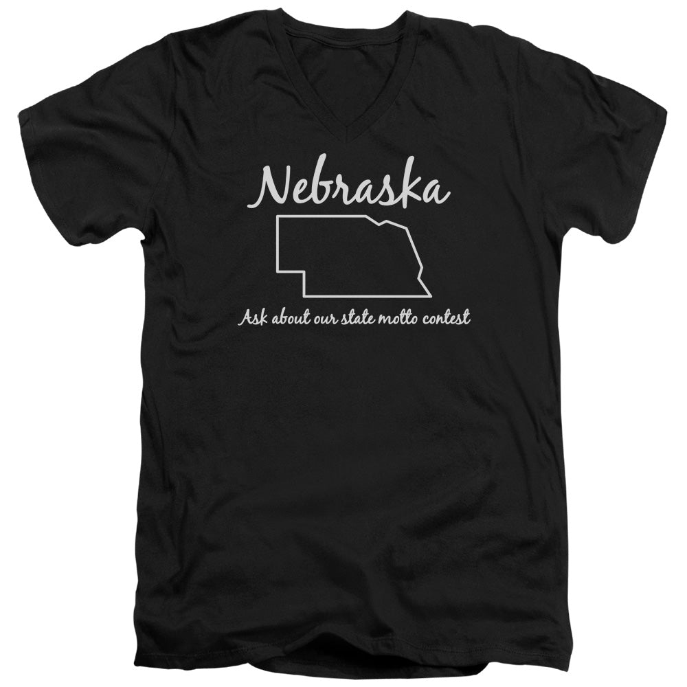 Nebraska - Short Sleeve Adult V-neck - Black T-shirt