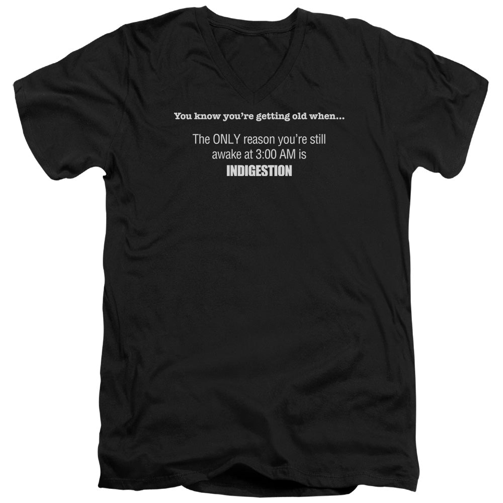 Getting Old Indigestion - Short Sleeve Adult V-neck - Black T-shirt