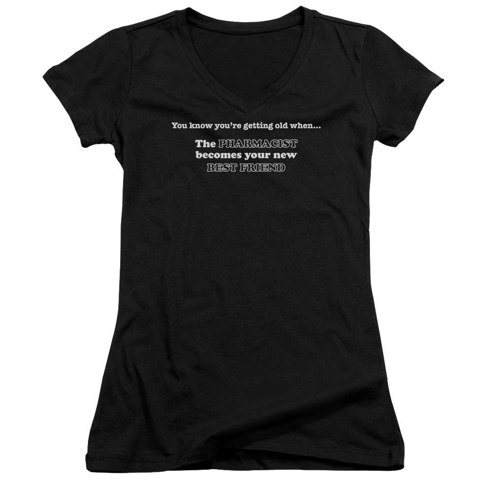 Getting Old Pharmacist - Junior V-neck - Black