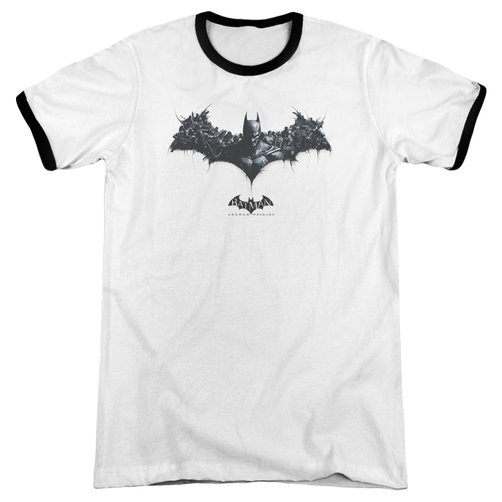 Batman Arkham Origins - Bat Of Enemies - Adult Ringer - White/black