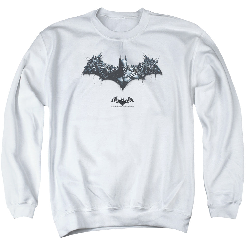 Batman Arkham Origins - Bat Of Enemies - Adult Crewneck Sweatshirt - White