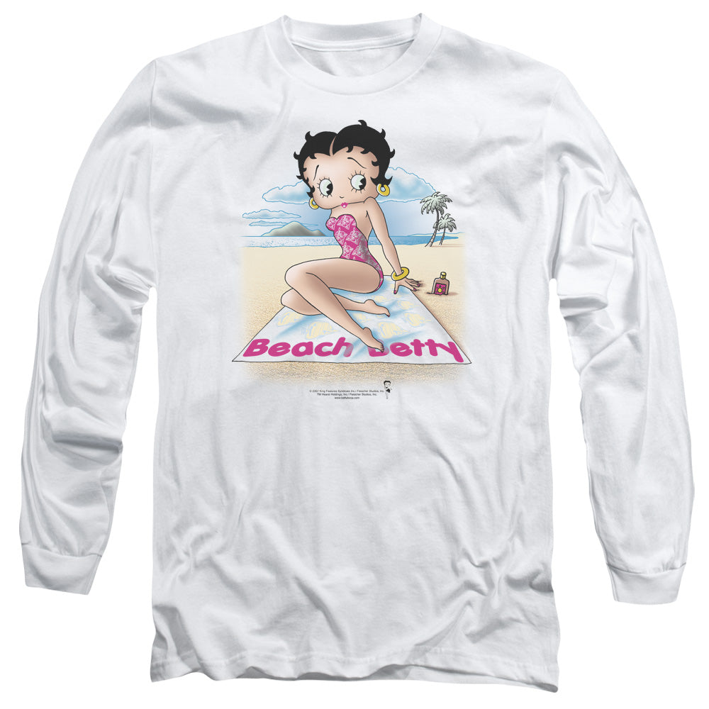 Betty Boop - Beach Betty - Long Sleeve Adult 18/1 - White T-shirt