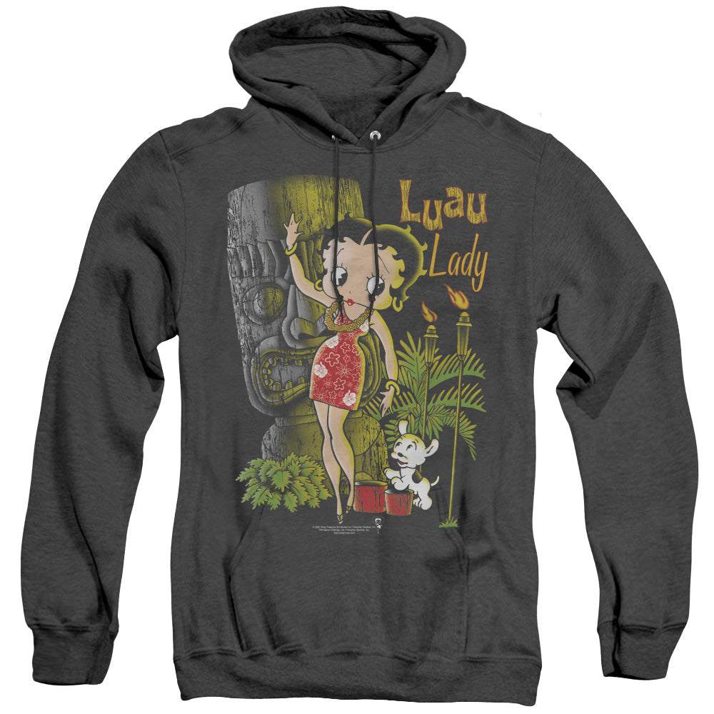 Betty Boop - Luau Lady - Adult Heather Hoodie - Black