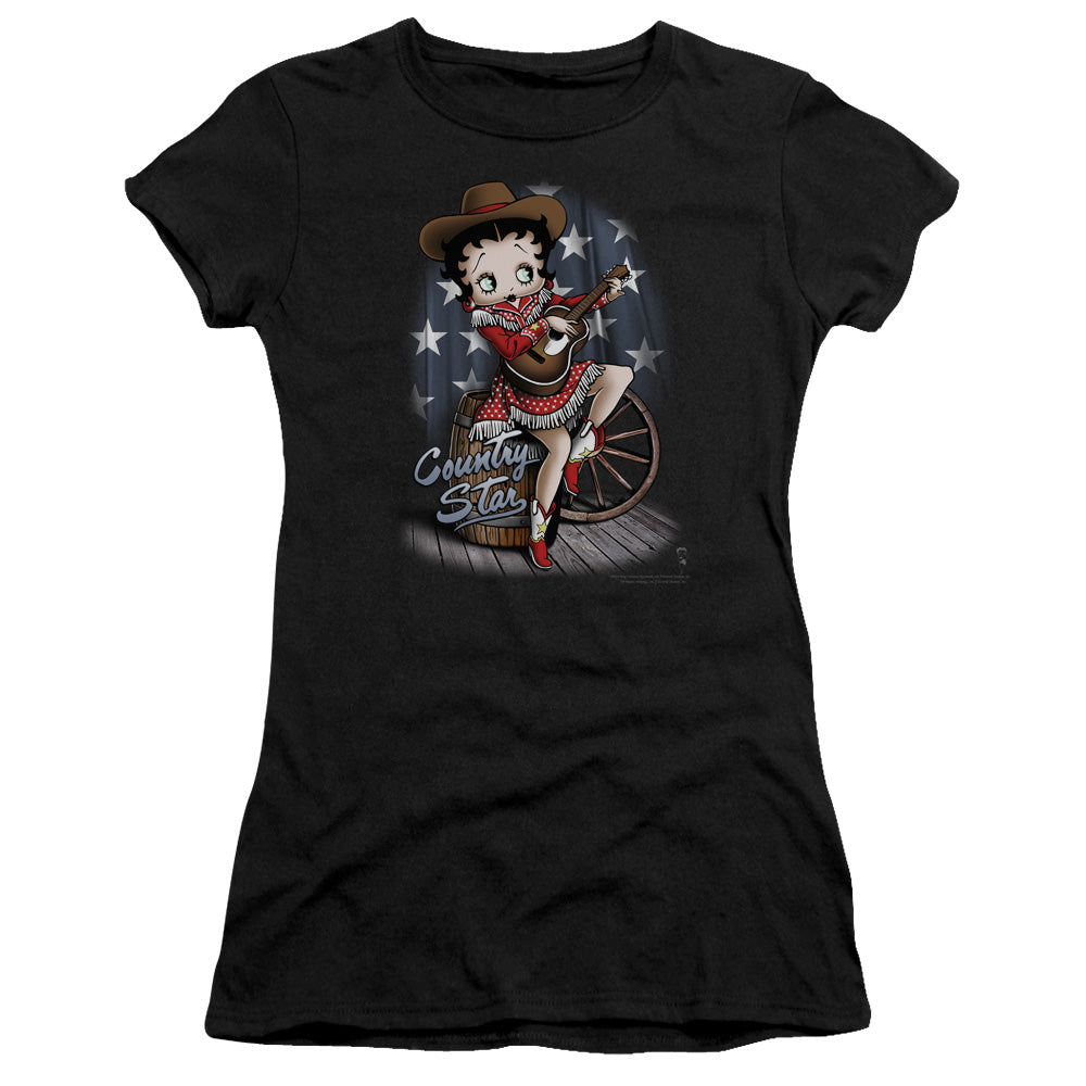 Betty Boop - Country Star - Short Sleeve Junior Sheer - Black T-shirt