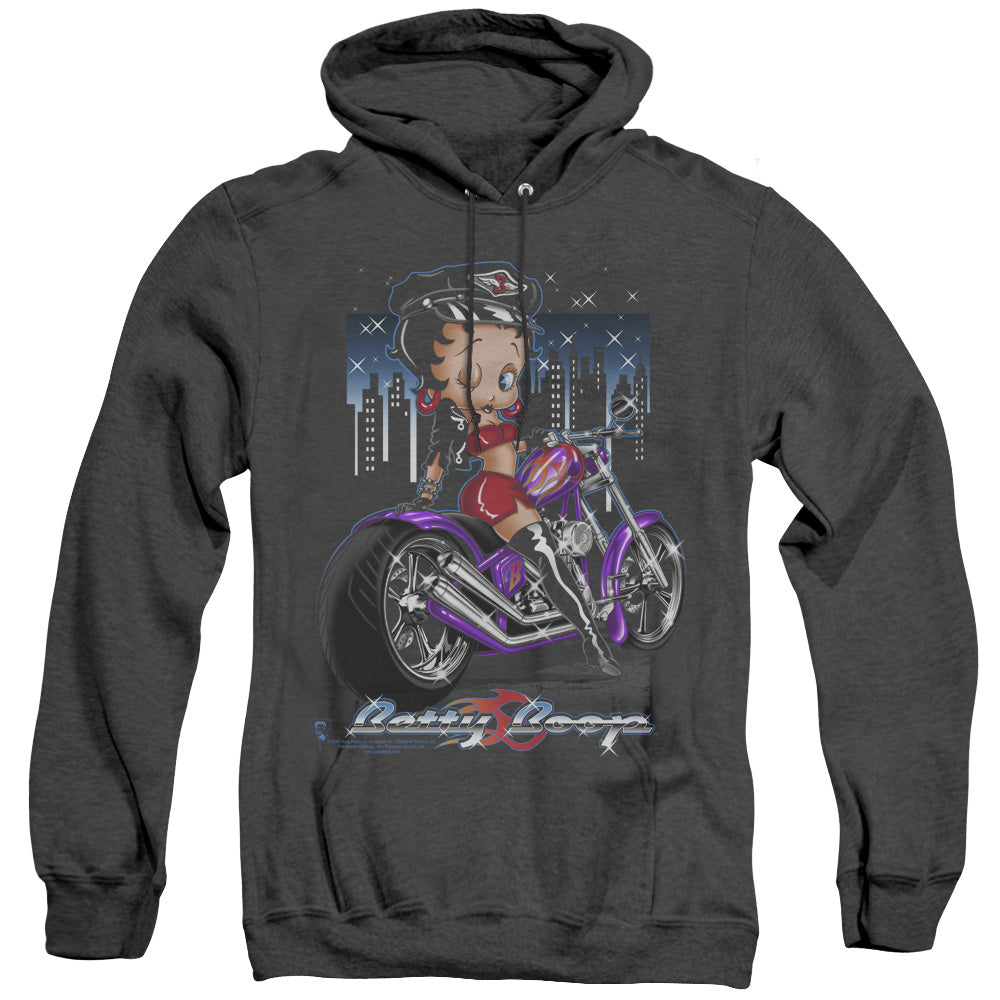 Betty Boop - City Chopper - Adult Heather Hoodie - Black