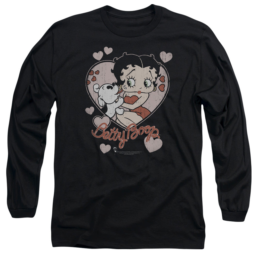 Betty Boop - Classic Kiss - Long Sleeve Adult 18/1 - Black T-shirt