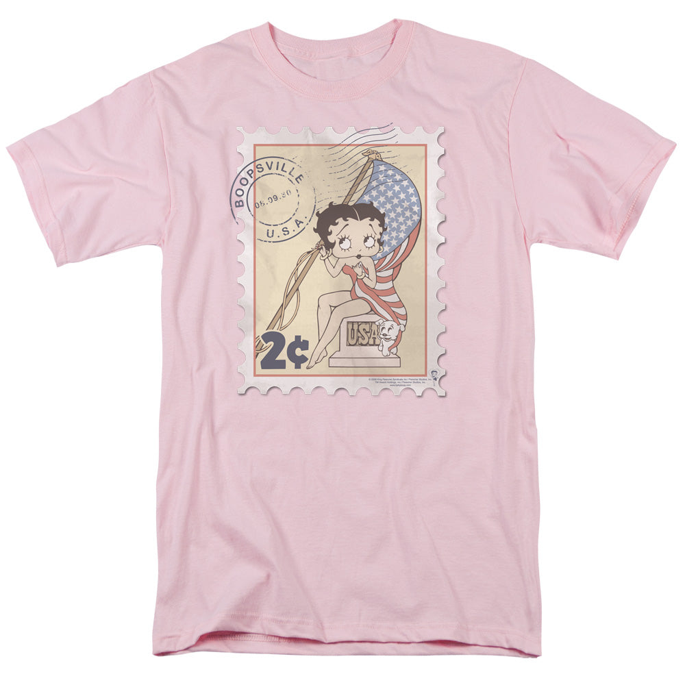 Betty Boop - Vintage Stamp - Short Sleeve Adult 18/1 - Pink T-shirt