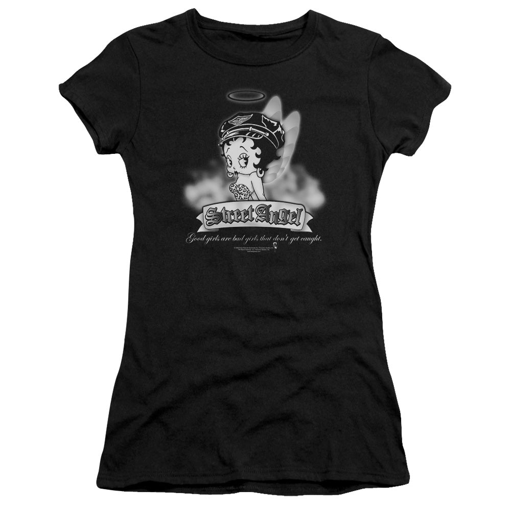 Betty Boop - Street Angel - Short Sleeve Junior Sheer - Black T-shirt