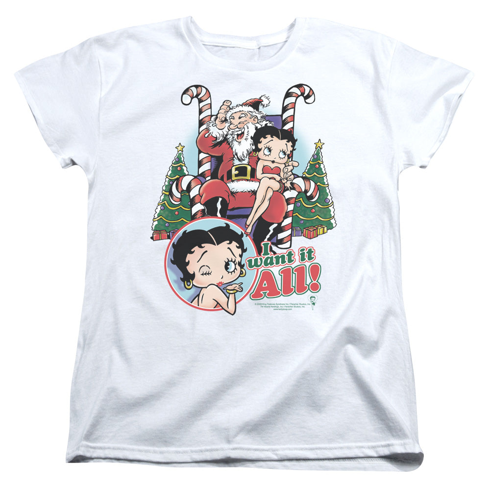 Betty Boop - I Want It All - Short Sleeve Womens Tee - White T-shirt