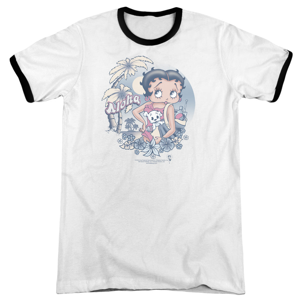 Betty Boop - Aloha - Adult Ringer - White/black