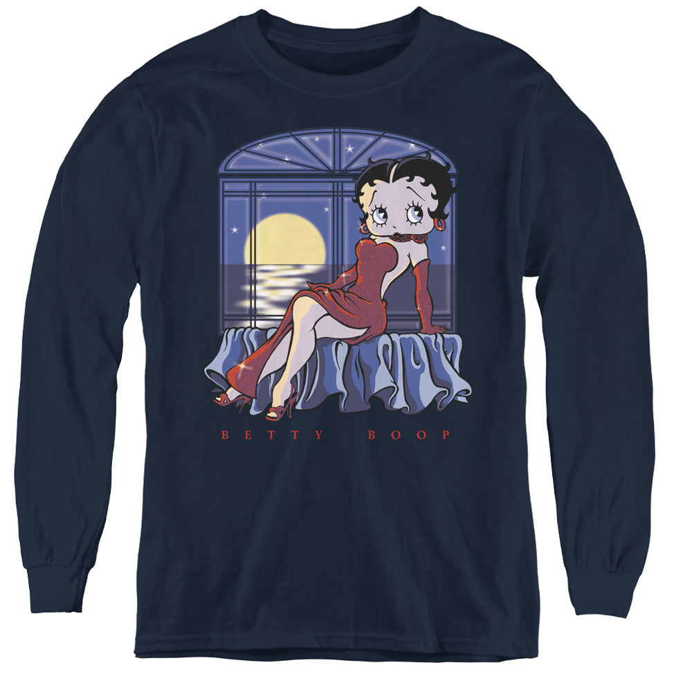 Betty Boop - Moonlight - Youth Long Sleeve Tee - Navy