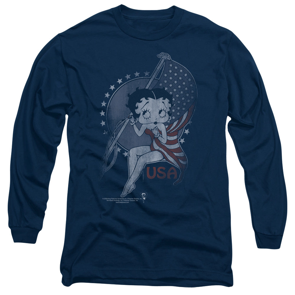 Betty Boop - Proud Betty - Long Sleeve Adult 18/1 - Navy T-shirt