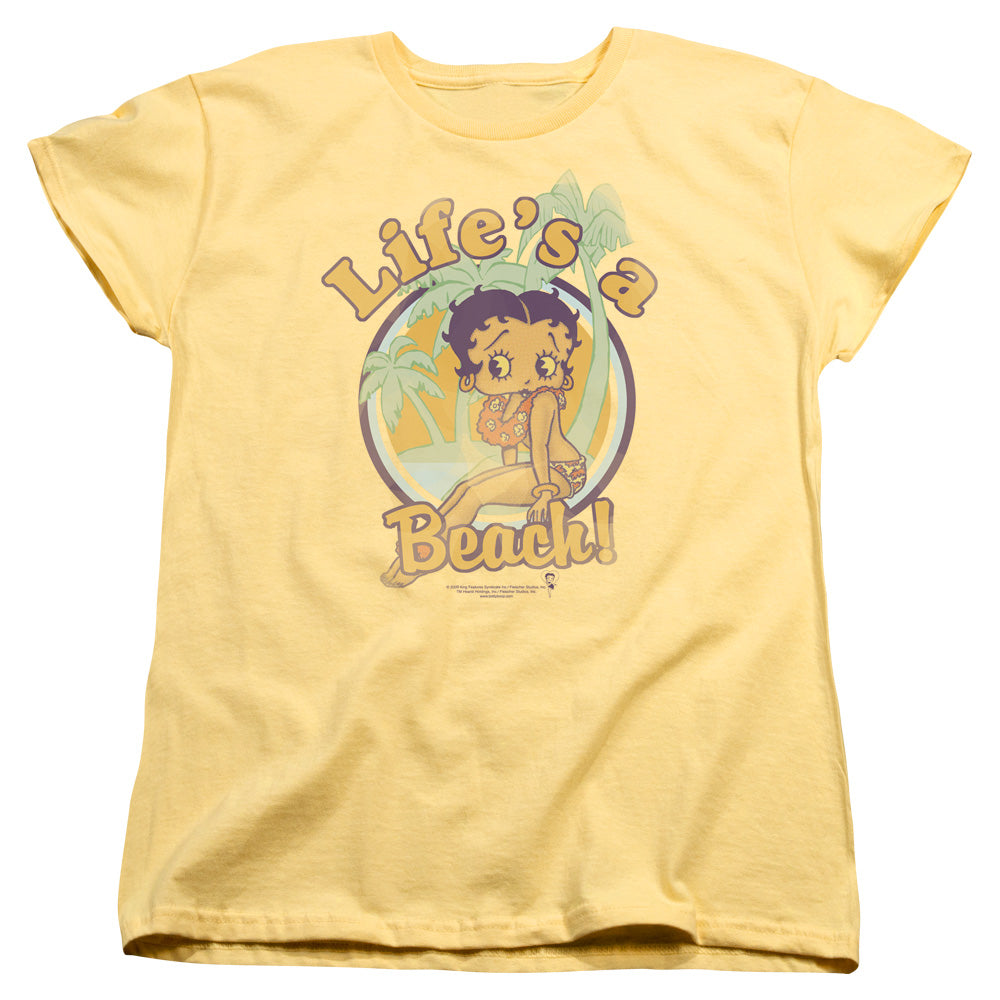 Betty Boop - Lifes A Beach - Short Sleeve Womens Tee - Banana T-shirt