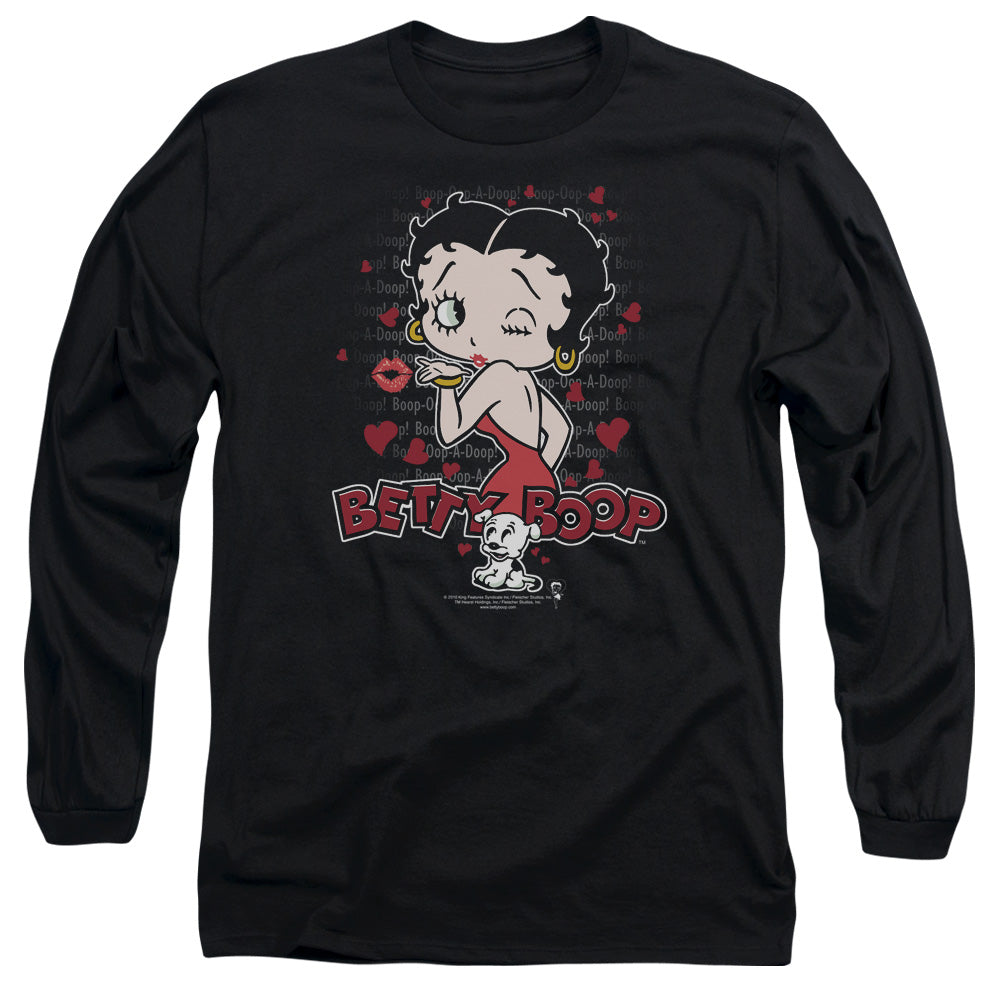 Betty Boop - Classic Kiss - Long Sleeve Adult 18/1 - Black T-shirt