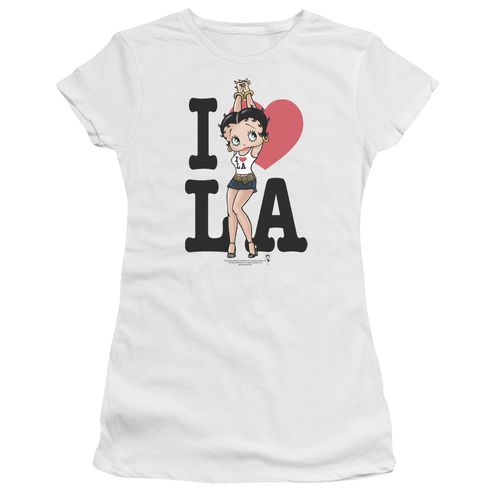 Betty Boop - I Heart La - Short Sleeve Junior Sheer - White T-shirt