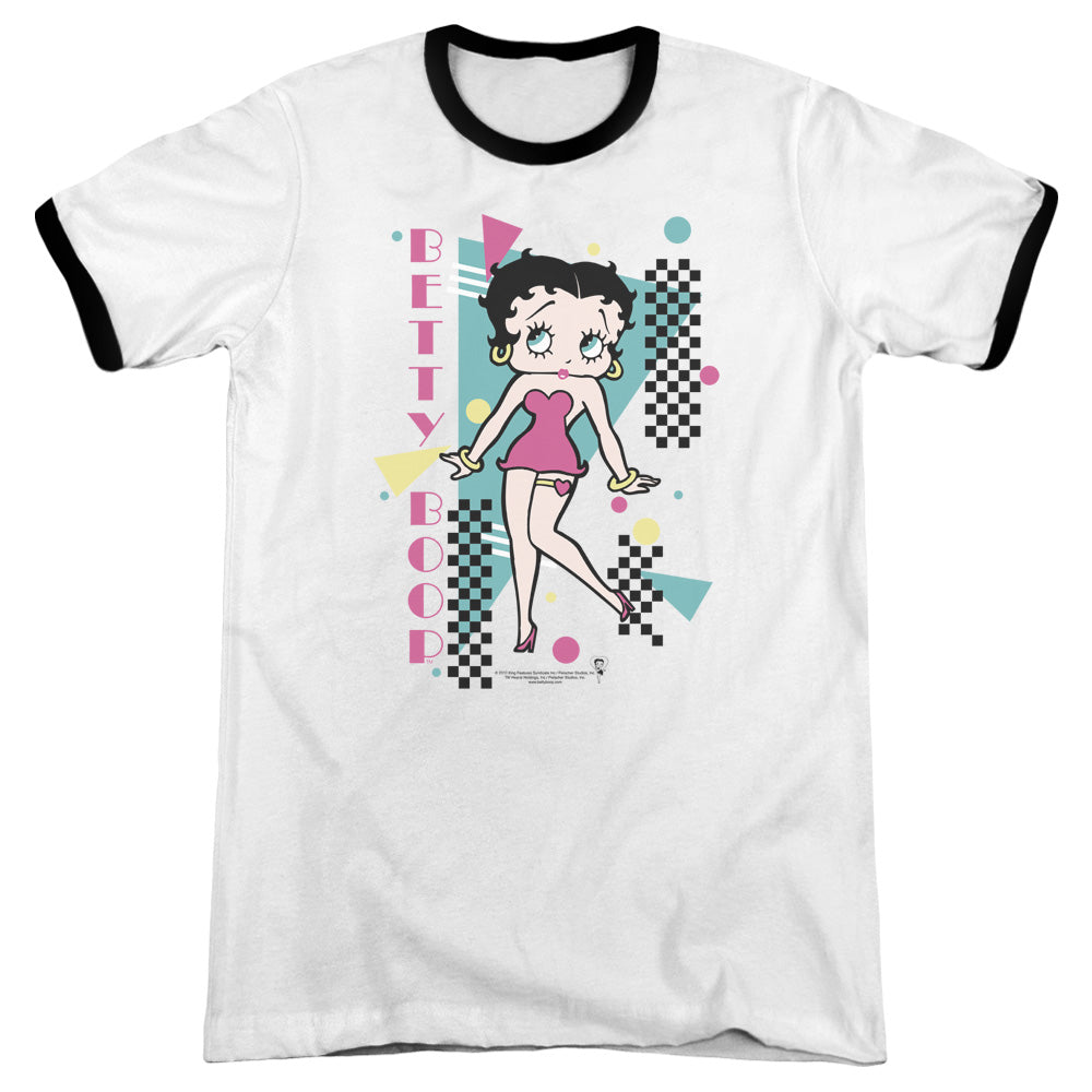 Betty Boop - Booping 80s Style - Adult Ringer - White/black