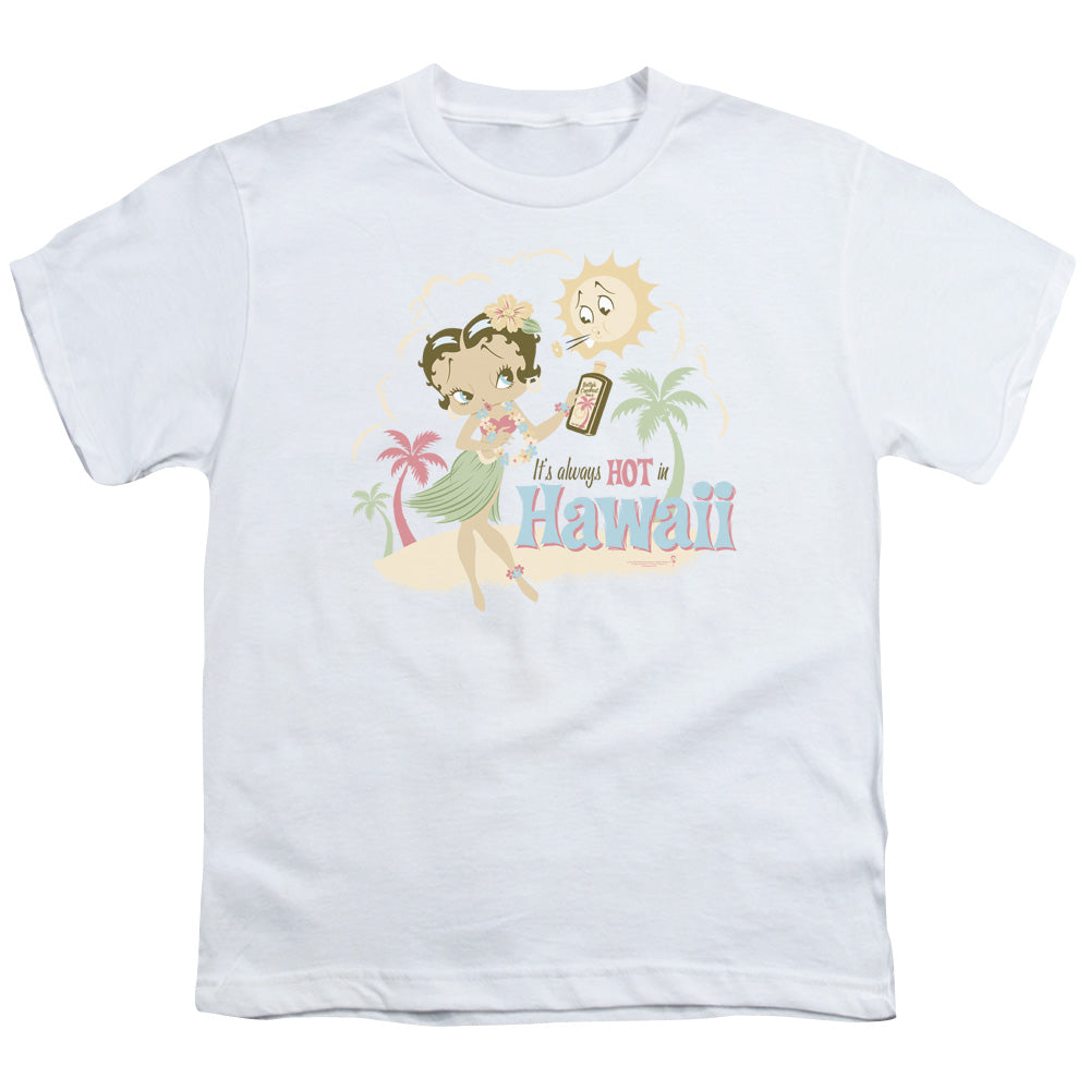 Betty Boop - Hot In Hawaii - Short Sleeve Youth 18/1 - White T-shirt