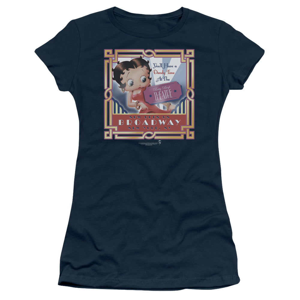 Betty Boop - On Broadway - Short Sleeve Junior Sheer - Navy T-shirt