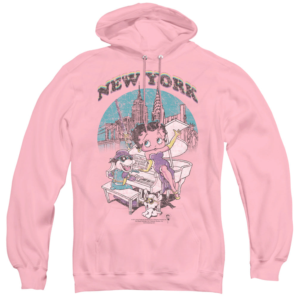 Betty Boop - Singing In Ny - Adult Pull-over Hoodie - Pink