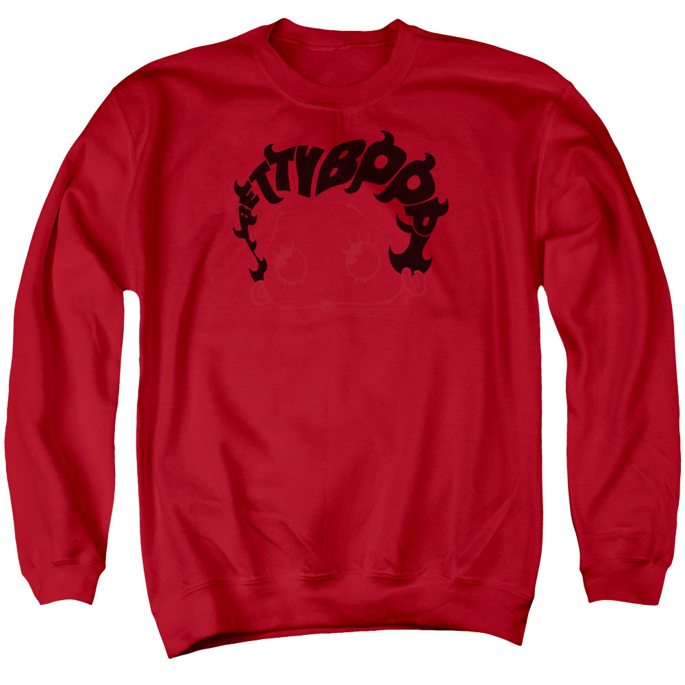 Betty Boop Word Hair - Adult Crewneck Sweatshirt - Red