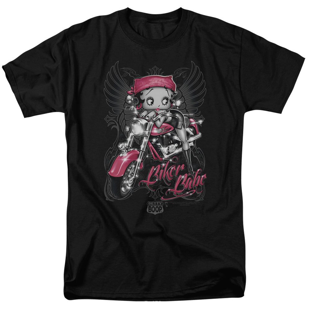 Betty Boop - Biker Babe - Short Sleeve Adult 18/1 - Black T-shirt