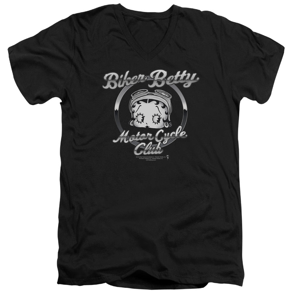 Betty Boop - Chromed Logo - Short Sleeve Adult V-neck - Black T-shirt