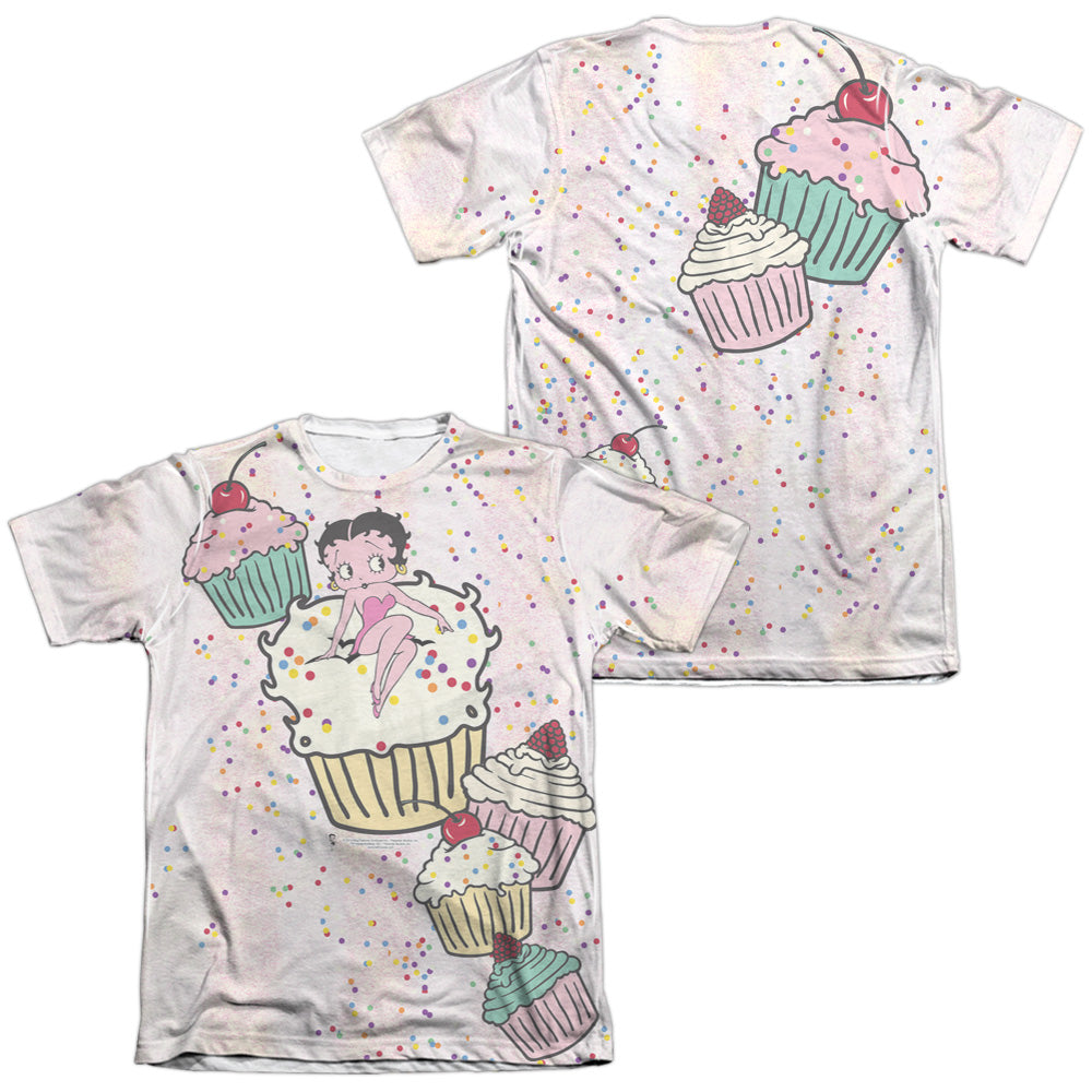 Betty Boop - Cake Boop (Front/back Print) - Adult 65/35 Poly/cotton Short Sleeve Tee - White T-shirt