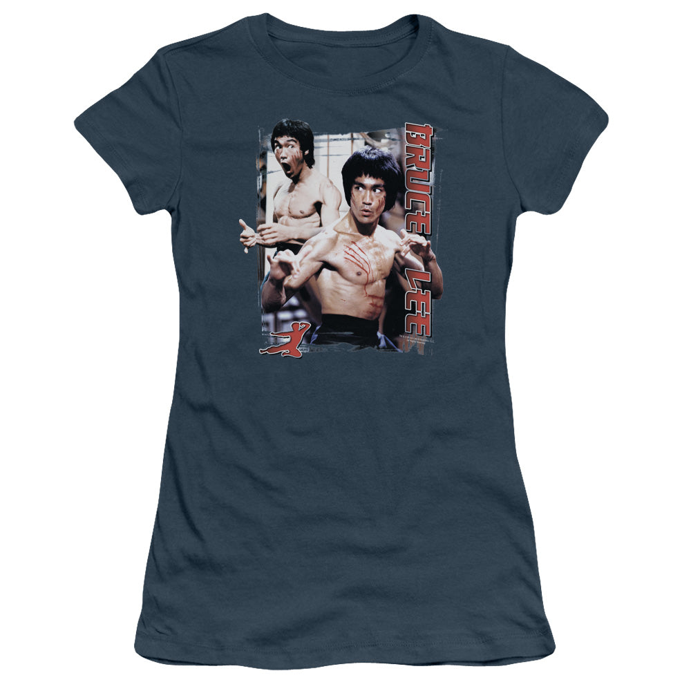 Bruce Lee - Enter - Short Sleeve Junior Sheer - Indigo T-shirt