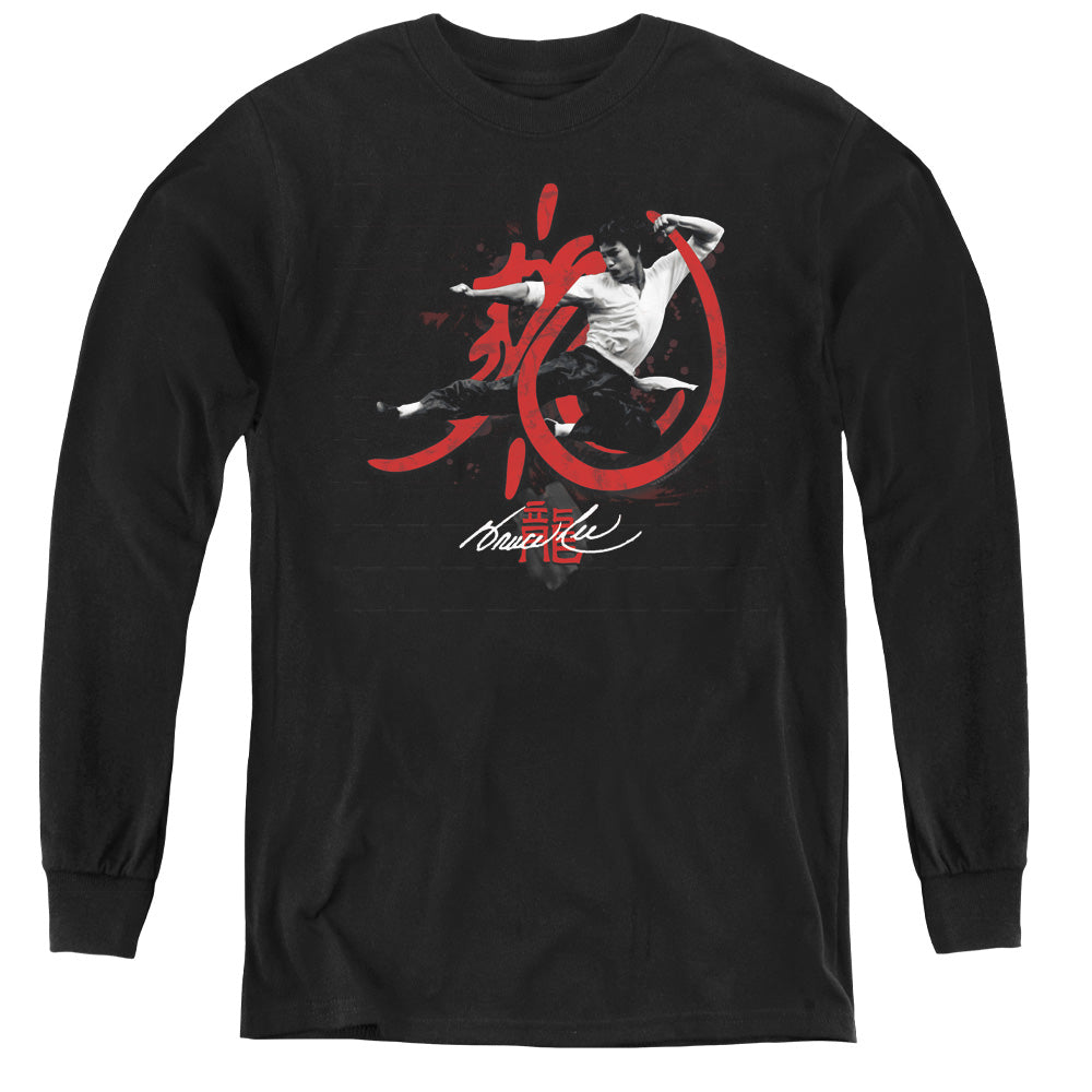 Bruce Lee - High Flying - Youth Long Sleeve Tee - Black